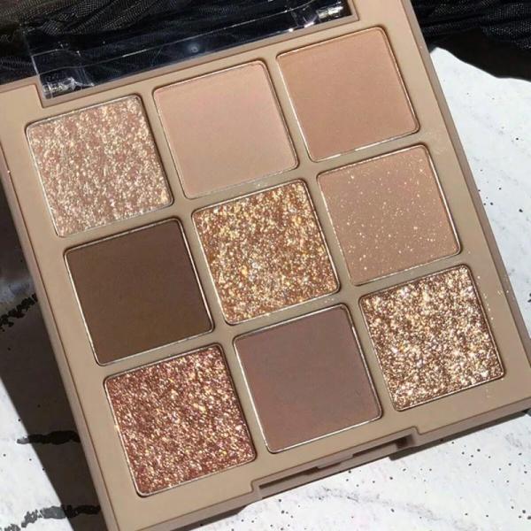 لوحة ظلال عيون مكونة من 9 ألوان، ظلال عيون شبه مطفية ولامعة، علبة ظلال عيون تدوم طويلاً