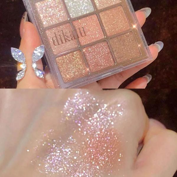 طبقة ظلال العيون 9 ألوان، بودرة ظلال العيون اللماعة المبهرة، لوحة ظلال العيون الزاهية